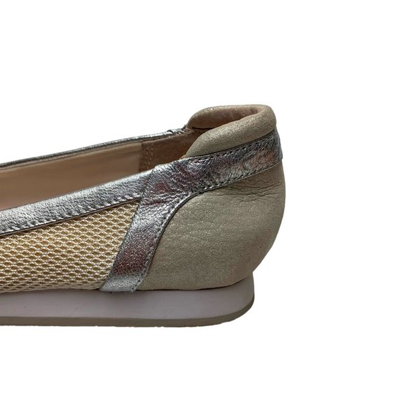 CALVIN KLEIN Starla Silver Leather Tan Mesh Athleisure Flats - Picture 11 of 12